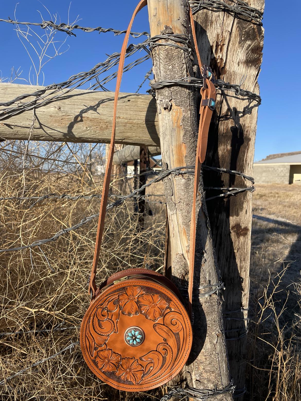 Wester Round Purse Handmade